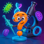 Nano Wonders Microscopic Marvel Riddles illustration featuring cells and DNA on Riddlepedia