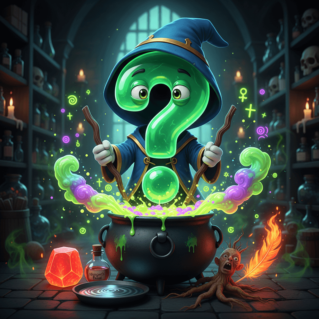 Potion Masters Alchemy Ingredient Riddles illustration featuring mystic brew on Riddlepedia