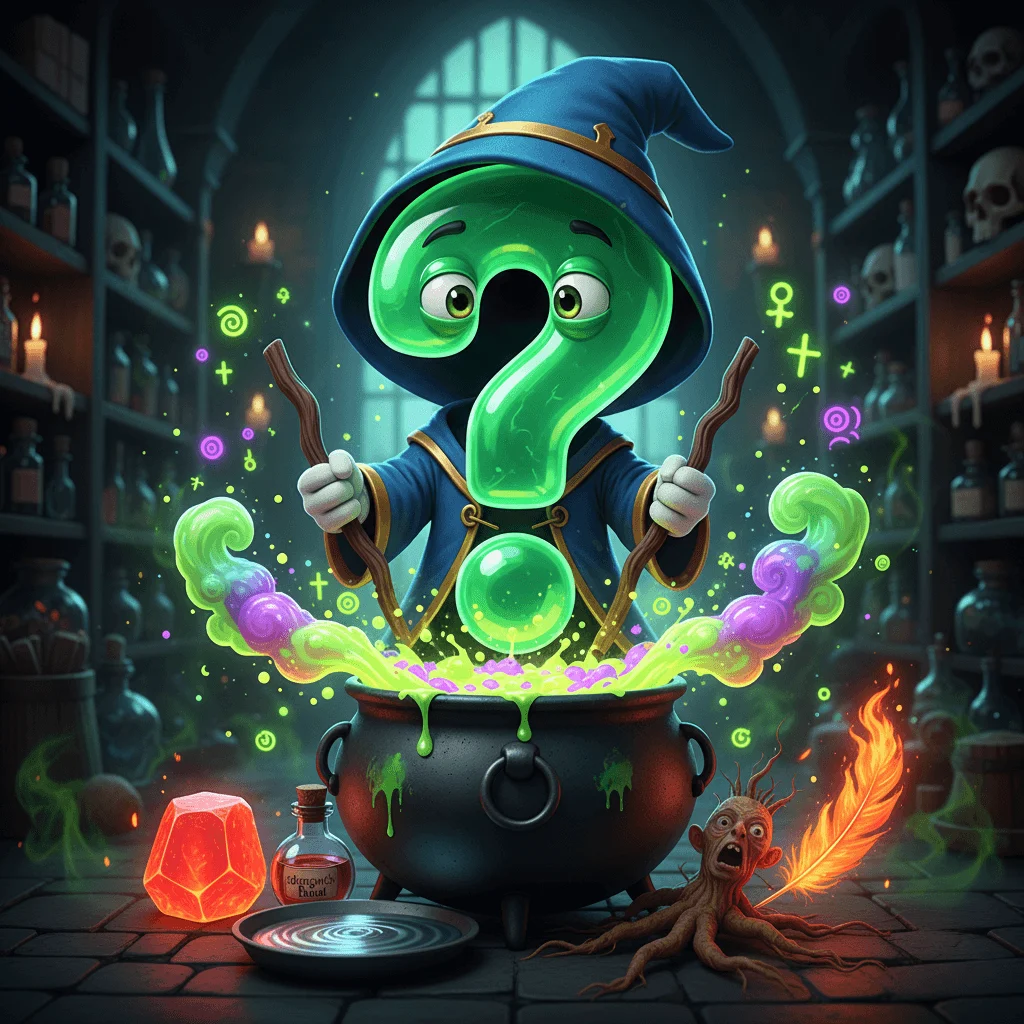 Potion Masters Alchemy Ingredient Riddles illustration featuring mystic brew on Riddlepedia