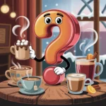 Brew Masters Hot Drink Riddles illustration featuring cozy beverages on Riddlepedia.
