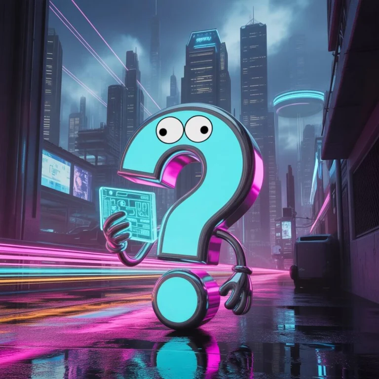 Neon Nightmares cyberpunk city riddles – rainy Night City skyline with holographic ads and chrome towers
