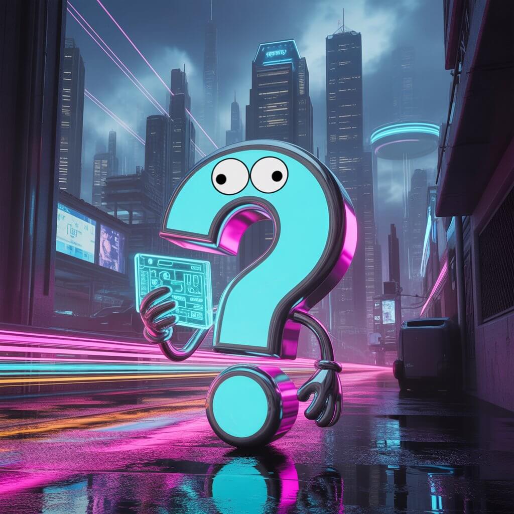 Neon Nightmares cyberpunk city riddles – rainy Night City skyline with holographic ads and chrome towers